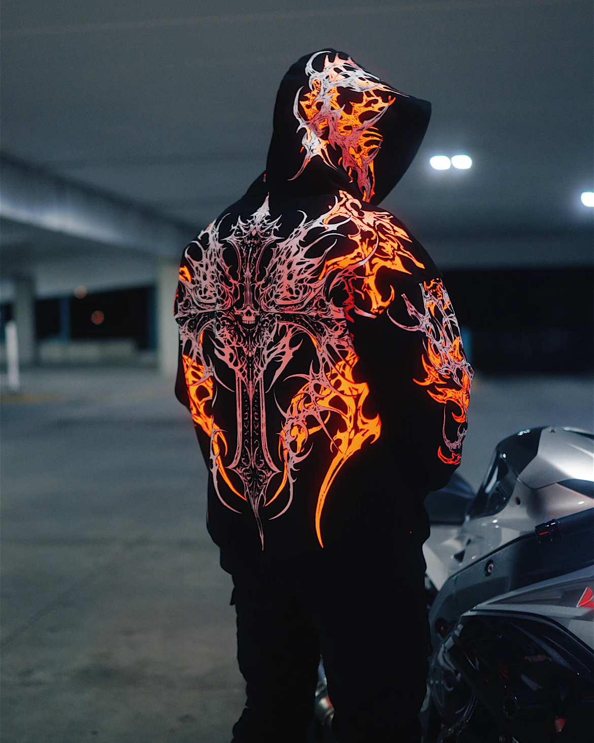 reflective cross pullover